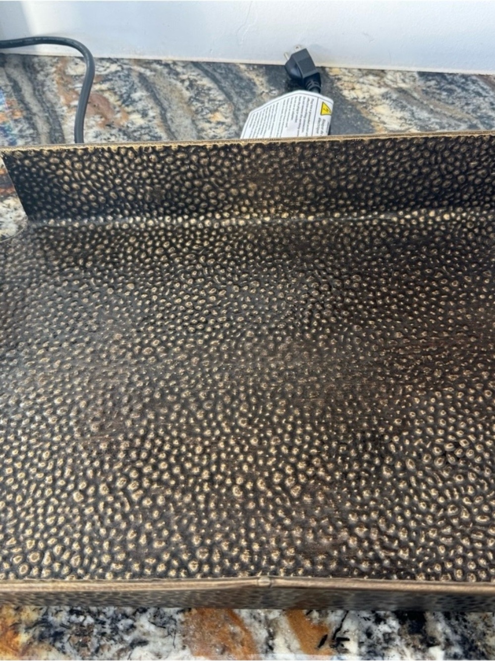 Hammered Metal Tray in Antique Bronze